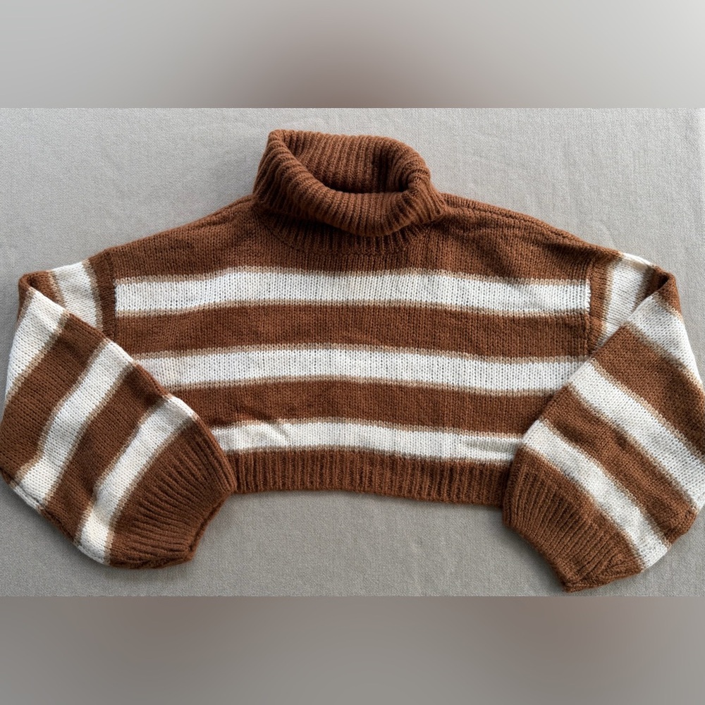Cloud Ten Cozy Striped Cropped Turtleneck Sweater
